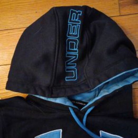 Under Armour Womens Small Logo Hoodie - Black and Powder Blue - Picture 3 of 6